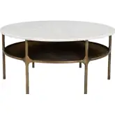 Bild Coffee Table in White Marble & Brass Iron