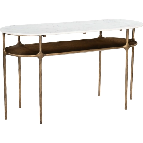 Bild Console Table in White Marble & Brass Iron