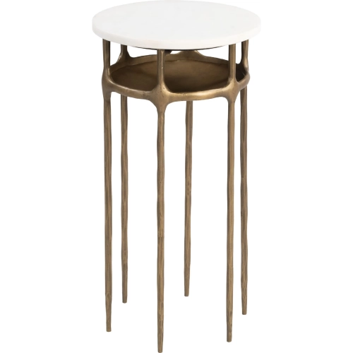 Bild Side Table in White Marble & Brass Iron