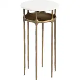 Bild Side Table in White Marble & Brass Iron