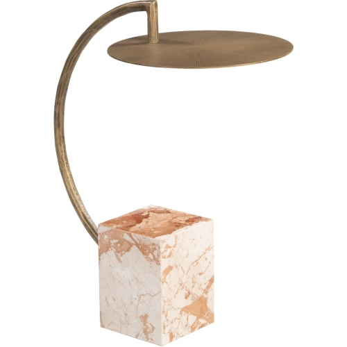 Voler Side Table in Beige Natural Marble & Brass
