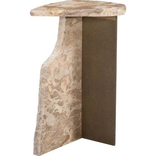 Surya Side Table in Beige Natural Marble & Iron