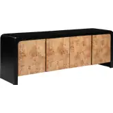 Nazuk 67" Entertainment TV Stand in Black & Mappa Burl Veneer