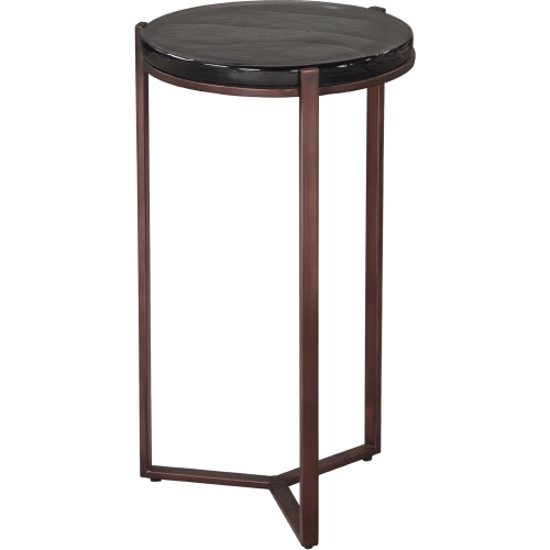 Daiza Side Table in Bronze Recycled Sand Cast Glass & Iron