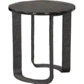 Divin Side Table in Black Recycled Sand Cast Glass & Aluminum