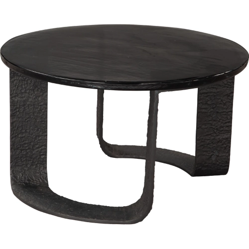 Divin Coffee Table in Black Recycled Sand Cast Glass & Aluminum