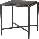 Cloe Side Table in Black Recycled Sand Cast Glass & Aluminum