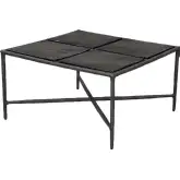 Cloe Coffee Table in Black Recycled Sand Cast Glass & Aluminum