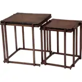 Shimai Nesting Table ins Bronze Recycled Sand Cast Glass & Iron (Set of 2)