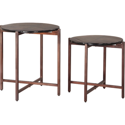 Gema Coffee Table Set in Bronze Recycled Sand Cast Glass & Iron (Set of 2)