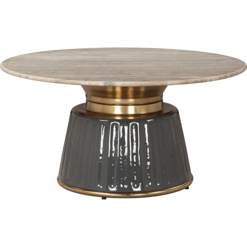 Glasa Coffee Table in Multicolor Natural Marble, Multicolor & Gold Iron