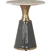 Glasa Side Table in Multicolor Natural Marble, Multicolor & Gold Iron