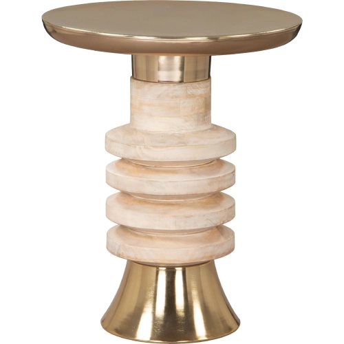 Ringar Side Table in Gold Iron & Natural Finish Mango Wood