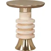 Ringar Side Table in Gold Iron & Natural Finish Mango Wood