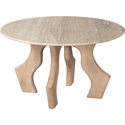 Eda Coffee Table in White Marble & Natural Mango Wood