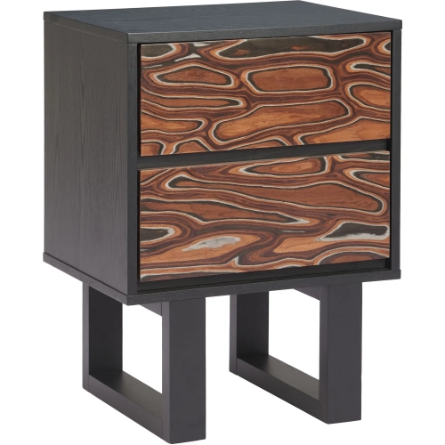 Aremi Nightstand in Multicolor Brown & Black MDF