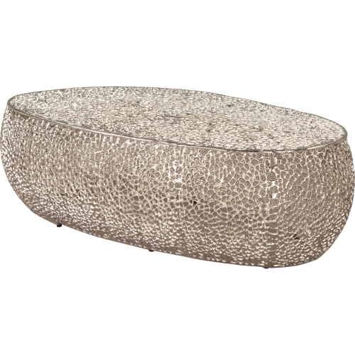 Argento Coffee Table in Textured Silver Electroplated Aluminum