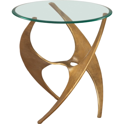 Sabel Side Table in Clear Glass & Gold Aluminum