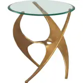 Sabel Side Table in Clear Glass & Gold Aluminum