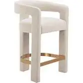 Saiko Counter Stool Textured Beige Fabric & Metal