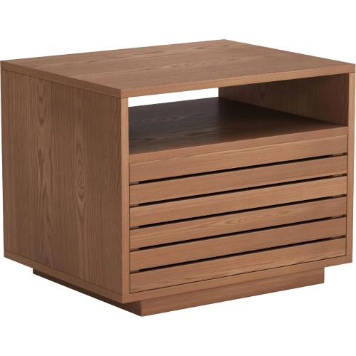 Slit Nightstand Walnut Finish Wood