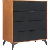 Zarif Chest in Black Shearling Style Fabric & Walnut Finish