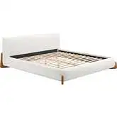 Baris King Bed in Textured Ivory Fabric & Walnut Finish