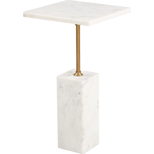 Naht Side Table in White Natural Marble & Iron