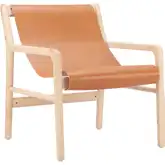 Doek Accent Chair in Tan Leather & Natural Wood