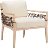 Wezly Accent Chair in Textured Ivory Fabric & White Washed Wood