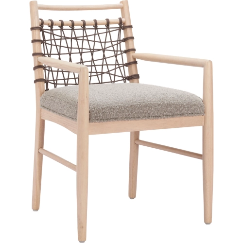 Wezly Dining Chair in Textured Gray Fabric & White Washed Wood (Set of 2)