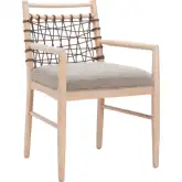 Wezly Dining Chair in Textured Gray Fabric & White Washed Wood (Set of 2)