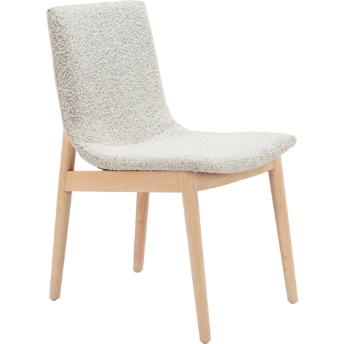 Raha Dining Chair in Textured Gray Fabric & White Washed Wood (Set of 2)