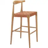 Bandani Bar Stool in Tan Leather & Wood