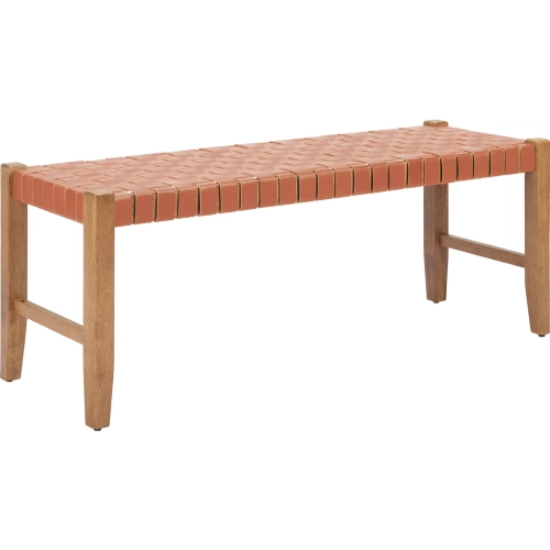 Bandani Bench in Tan Leather & Wood