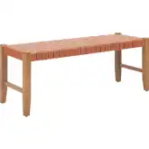 Bandani Bench in Tan Leather & Wood