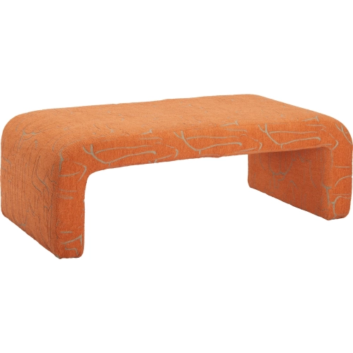 Nendo Bench in Abstract Orange Fabric