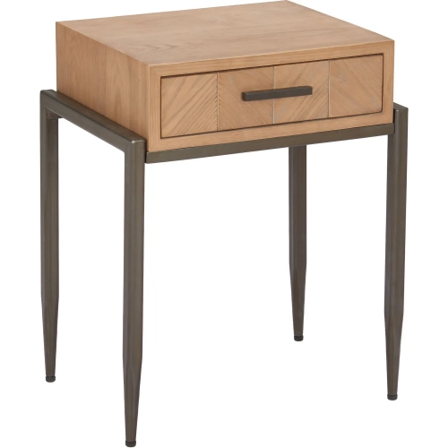 Verec Side Table in Natural Wood & Bronze Metal