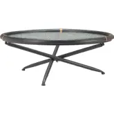 Aneis Coffee Table Black Wood, Tempered Rippled Glass & Steel