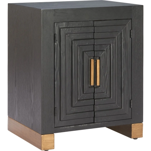 Trazo Side Table Cabinet in Black & Brown Finish Wood