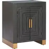 Trazo Side Table Cabinet in Black & Brown Finish Wood