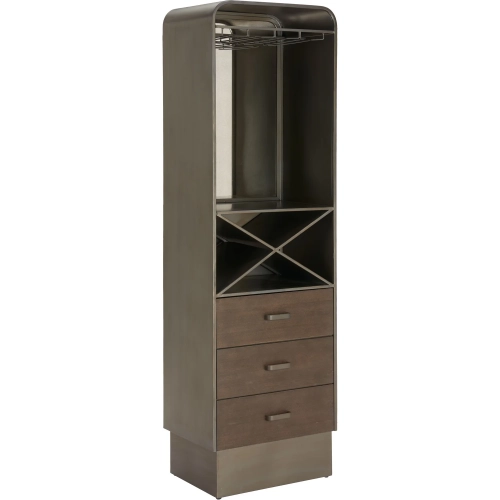 Hole Bar Cabinet in Bronze, Wood & Mirror
