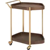 Stela Bar Cart in Walnut Finish & Gold