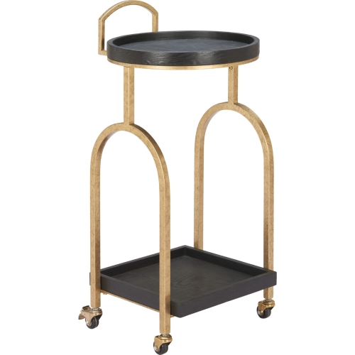 Zukei Bar Cart in Black Wood & Steel