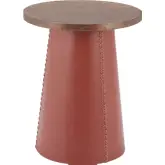 Dikis Side Table in Brown Wood & Leatherette