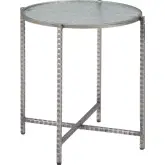 Vetro Side Table in Rippled Glass & Hammered Silver Steel