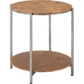 Adna Side Table in Brown Burl Veneer & Hammered Steel