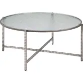Vetro Coffee Table in Rippled Glass & Hammered Silver Steel