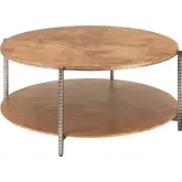 Adna Coffee Table in Brown Burl Veneer & Hammered Steel