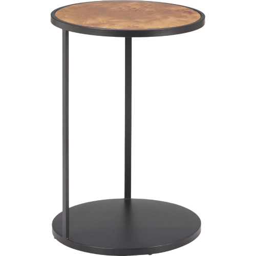 Nodo Side Table in Brown Burl Veneer & Black Iron